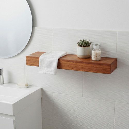 18" Aru OptiAREA Floating Teak Wall Shelf